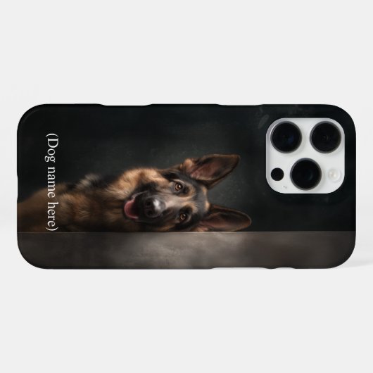 Personalized German Shepherd Portrait iPhone Hoesje (Achterkant horizontaal)