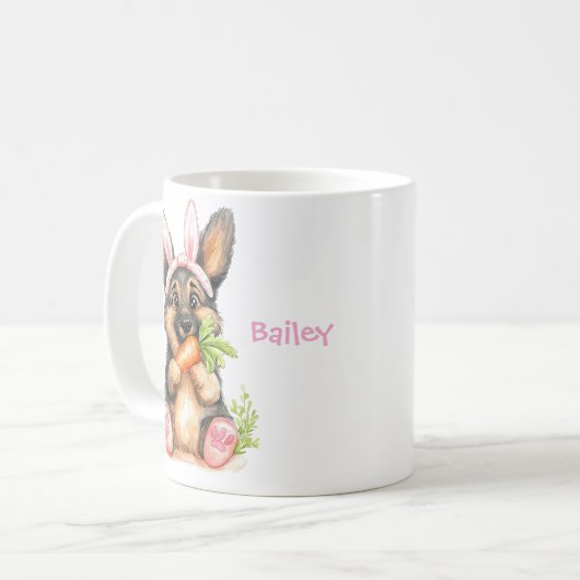 Personalized German Shepherd Puppy Easter Koffiemok (Voorkant links)
