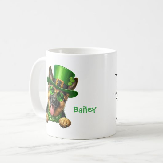 Personalized German Shepherd St. Patty's Day Koffiemok (Voorkant links)
