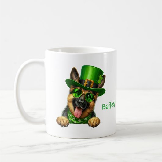 Personalized German Shepherd St. Patty's Day  Koffiemok (Links)