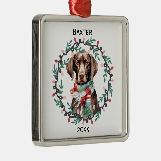 Personalized German Shorthaired Pointer Christmas Metalen Ornament (Rechts)