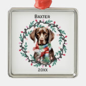 Personalized German Shorthaired Pointer Christmas Metalen Ornament (Voorkant)