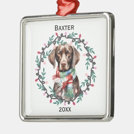 Personalized German Shorthaired Pointer Christmas Metalen Ornament (Links)