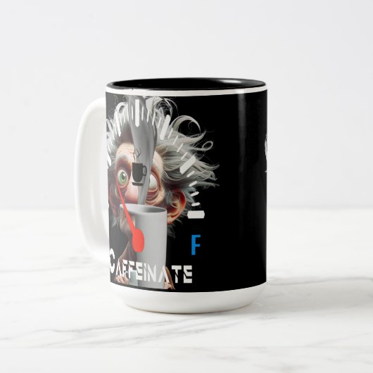  Personalized Get Caffeinated Tweekleurige Koffiemok (Voorkant links)