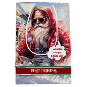 Personalized Gift Bag Cool Santa Claus Holiday Medium Cadeauzakje (Voorkant)