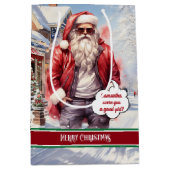 Personalized Gift Bag Funny Santa Holiday Accent Medium Cadeauzakje (Voorkant)