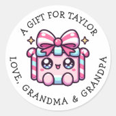 Personalized Gift Tag Christmas | Cute Pink Ronde Sticker (Voorkant)