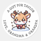 Personalized Gift Tag Christmas | Cute Pink Ronde Sticker (Voorkant)