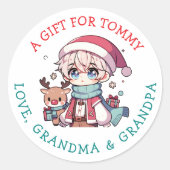 Personalized Gift Tag Christmas Ronde Sticker (Voorkant)