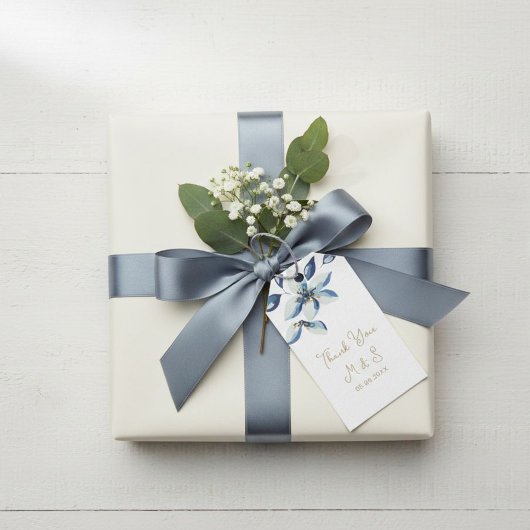 Personalized Gift Tag with Blue Flowers Cadeaulabel