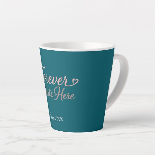 Personalized gift with the date the relationship  latte mok (Rechterhoek)