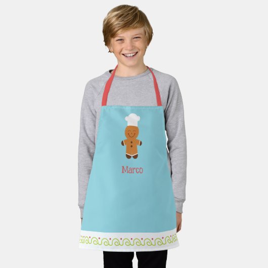 Personalized Gingerbread Chef Kids Apron Schort (Gedragen)