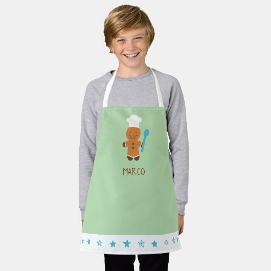 Personalized Gingerbread Chef Kids Apron Schort (Gedragen)