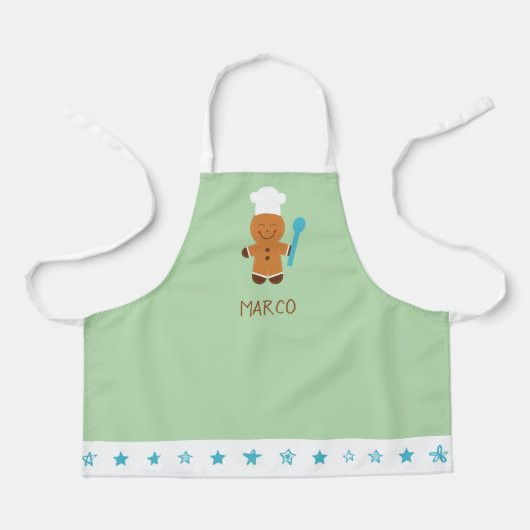 Personalized Gingerbread Chef Kids Apron Schort (Voorkant)