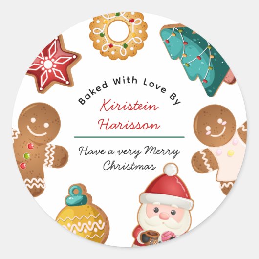 Personalized Gingerbread Christmas Cookies Baking Ronde Sticker (Voorkant)