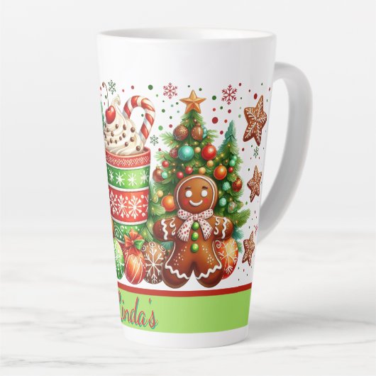 Personalized Gingerbread Christmas  Latte Mok (Rechterhoek)
