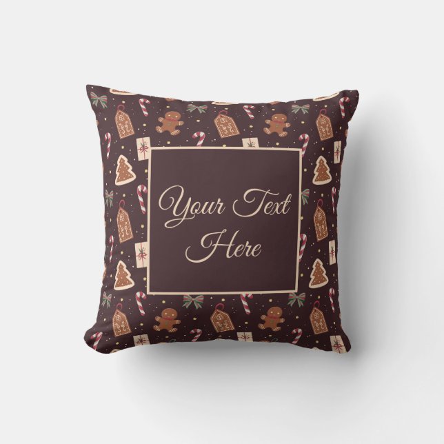 Personalized Gingerbread Christmas Throw Pillow Kussen (Voorkant)