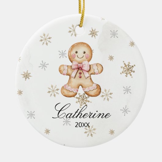 Personalized Gingerbread Cookie Winter Snowflake Keramisch Ornament (Voorkant)
