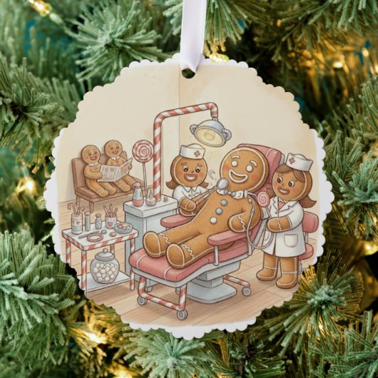 Personalized Gingerbread Dentist Christmas Card Ornament Kaart (Insitu (Drie))