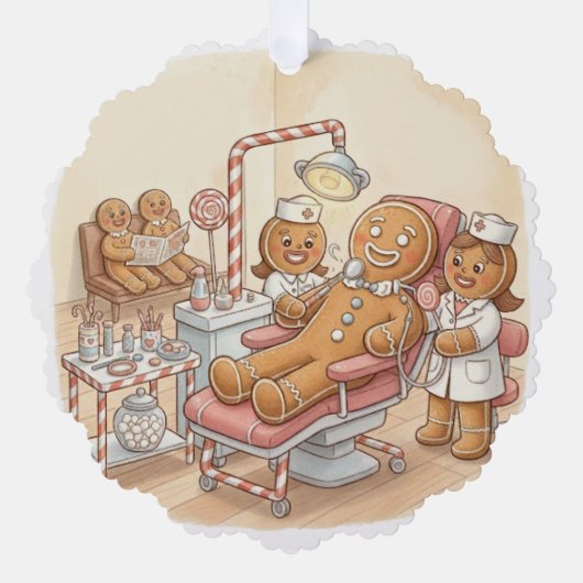 Personalized Gingerbread Dentist Christmas Card Ornament Kaart (Voorkant)