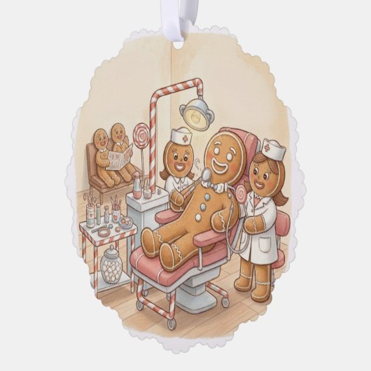 Personalized Gingerbread Dentist Christmas Card Ornament Kaart (Links)