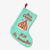Personalized Gingerbread House Stocking 2026 Kleine Kerstsok (Voorkant (Hangend))