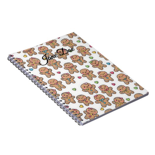 Personalized Gingerbread Men Christmas Notebook Notitieboek (Rechterzijde)