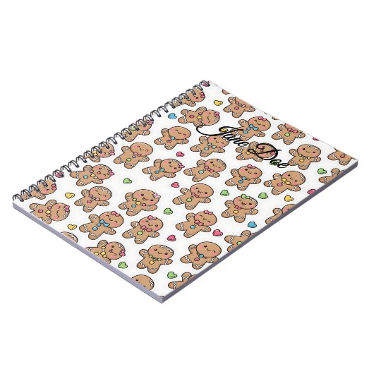 Personalized Gingerbread Men Christmas Notebook Notitieboek (Linkerzijde)