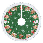 Personalized Gingerbread Village Brushed Polyester Kerstboom Rok (Voorkant)