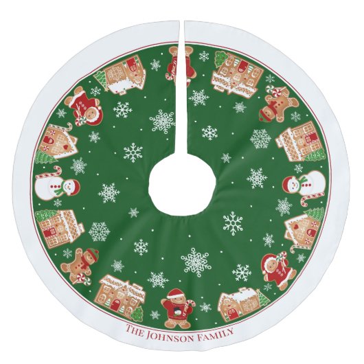 Personalized Gingerbread Village Brushed Polyester Kerstboom Rok (Voorkant)