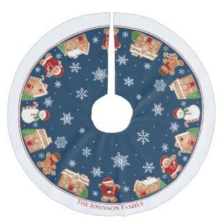 Personalized Gingerbread Village Brushed Polyester Kerstboom Rok