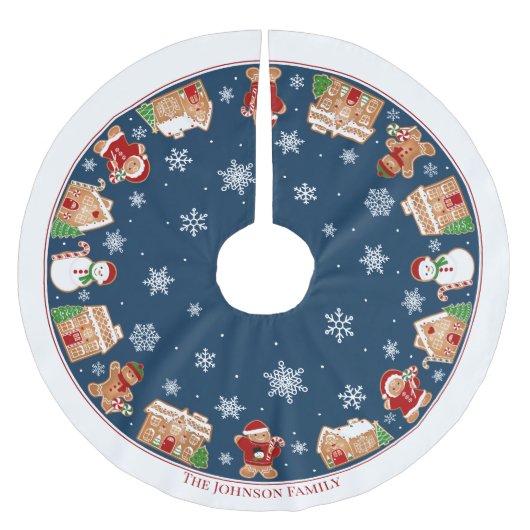 Personalized Gingerbread Village Brushed Polyester Kerstboom Rok (Voorkant)