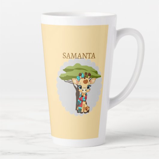  Personalized Giraffe in the Savanna Mug Latte Mok (Rechts)