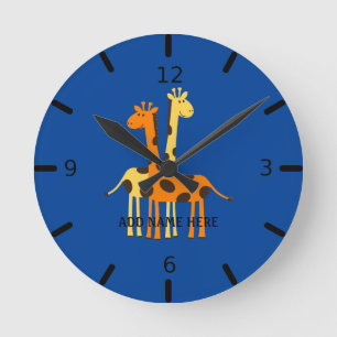 Personalized Giraffe Large Clock Ronde Klok