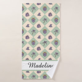 Personalized Girl Academy Checkered Mint Green  Badhanddoek