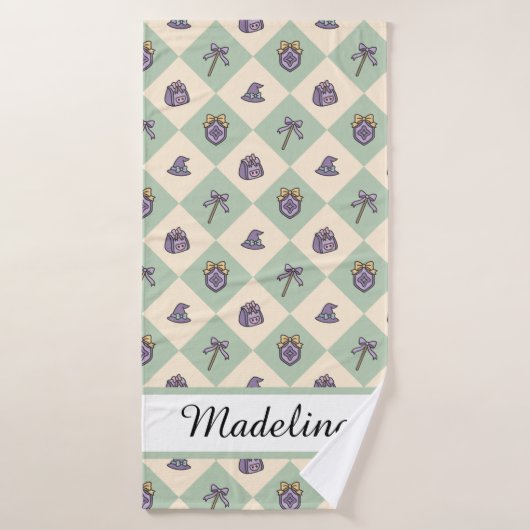 Personalized Girl Academy Checkered Mint Green  Badhanddoek (Badhanddoek)