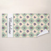 Personalized Girl Academy Checkered Mint Green  Badhanddoek (Badhanddoek)