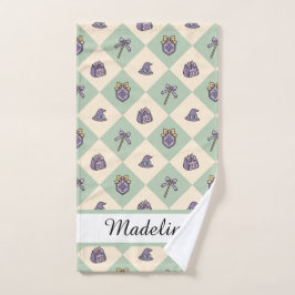 Personalized Girl Academy Checkered Mint Green  Handdoek
