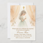 Personalized Girl Christening Kaart (Voorkant)