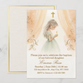 Personalized Girl Christening Kaart (Voorkant / Achterkant)