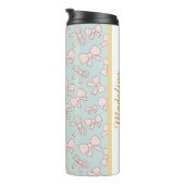 Personalized Girl Cute Bow Name Blue Pink Thermosbeker (Geroteerd rechts)