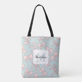 Personalized Girl Cute Bow Name Blue Pink Tote Bag (Achterkant)