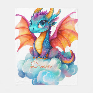 Personalized Girl Dragon Blanket: Soft Flannel Fleece Deken