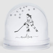 Personalized Girl Ice Hockey Snow Globe Gift Sneeuwbol (Voorkant)