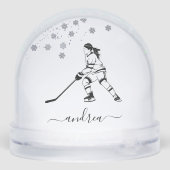 Personalized Girl Ice Hockey Snow Globe Gift Sneeuwbol (Achterkant)