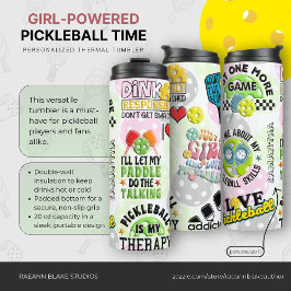 Personalized "Girl-Powered Pickleball Time" Thermosbeker