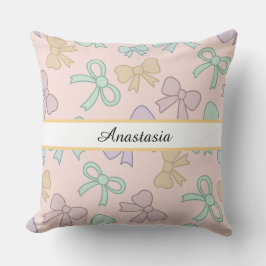 Personalized Girl Pretty Mixed Bow Name Mixed Pink Kussen