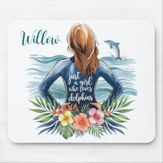 Personalized Girl Who Loves Dolphins Mousepad Muismat