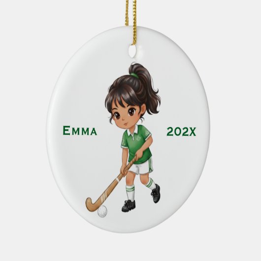 Personalized Girls Field Hockey Player Keramisch Ornament (Rechts)