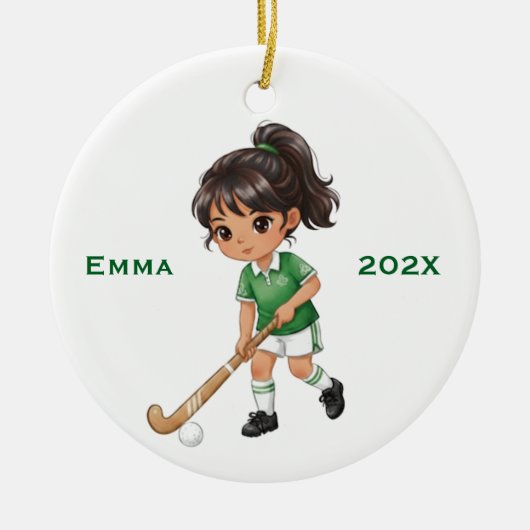 Personalized Girls Field Hockey Player Keramisch Ornament (Voorkant)